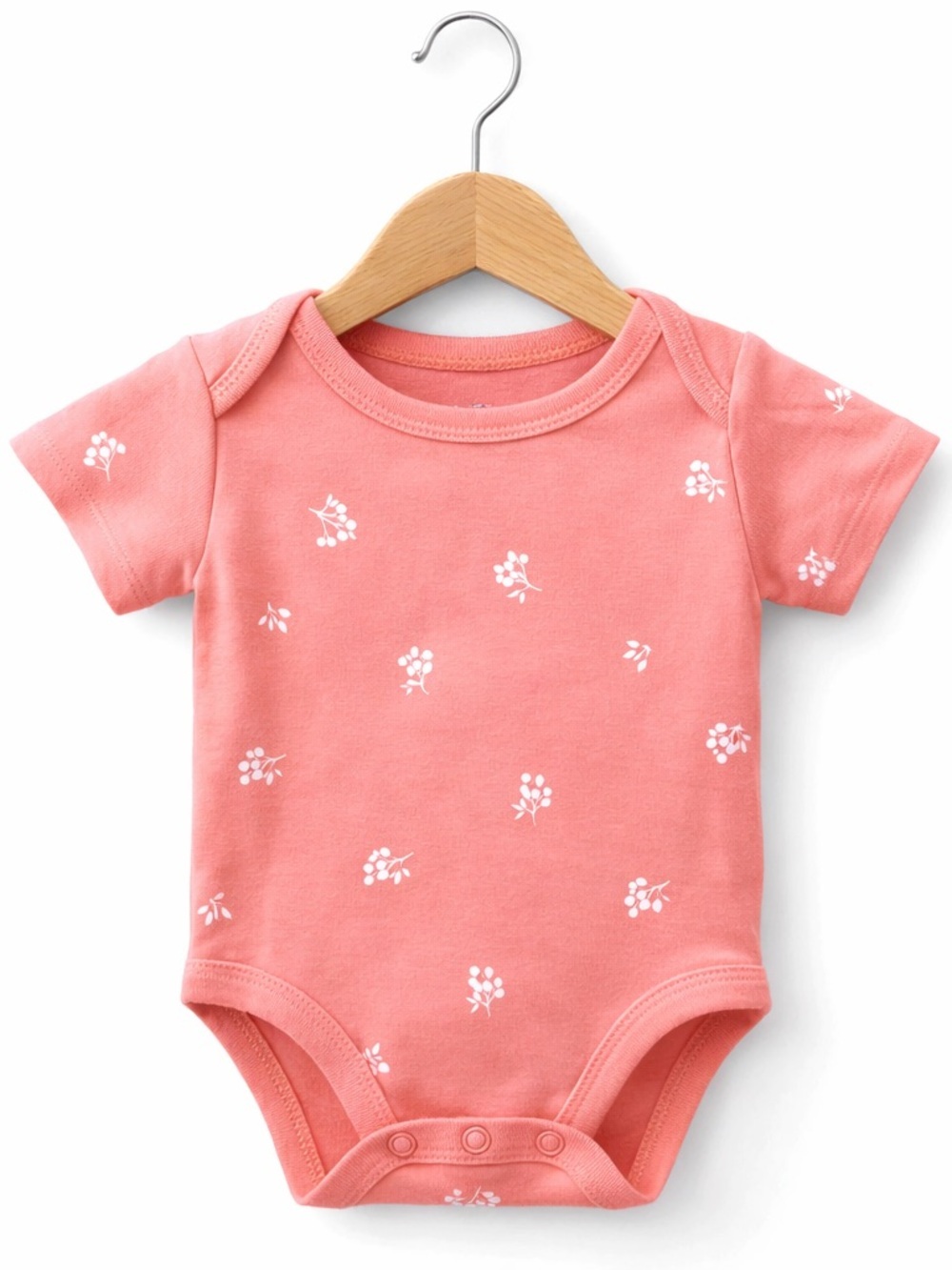 10/$15 H&M Organic Cotton Coral Floral Bodysuit Size 0-1 Month